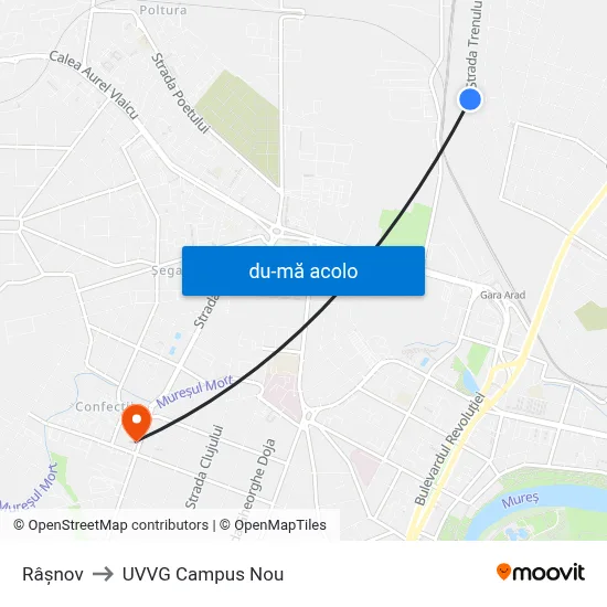 Harta de Râșnov către UVVG Campus Nou