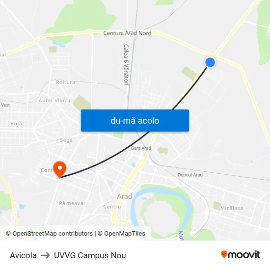 Harta de Avicola către UVVG Campus Nou