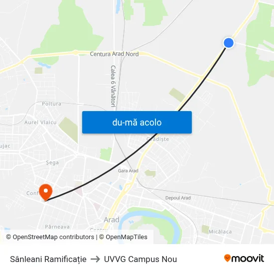 Harta de Sânleani Ramificație către UVVG Campus Nou
