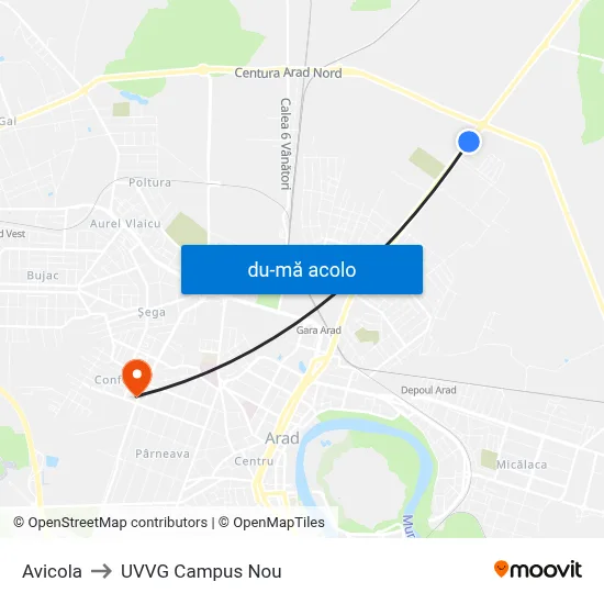 Harta de Avicola către UVVG Campus Nou