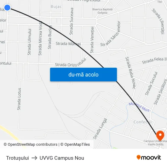 Harta de Trotușului către UVVG Campus Nou