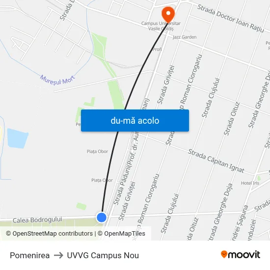 Harta de Pomenirea către UVVG Campus Nou