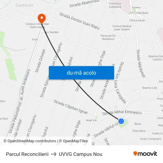 Harta de Parcul Reconcilierii către UVVG Campus Nou