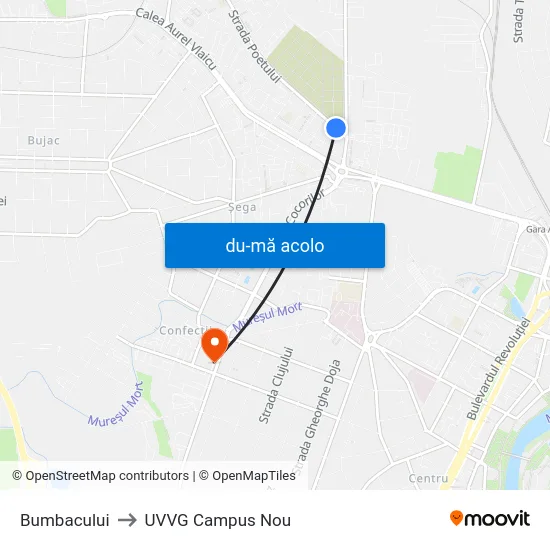 Harta de Bumbacului către UVVG Campus Nou