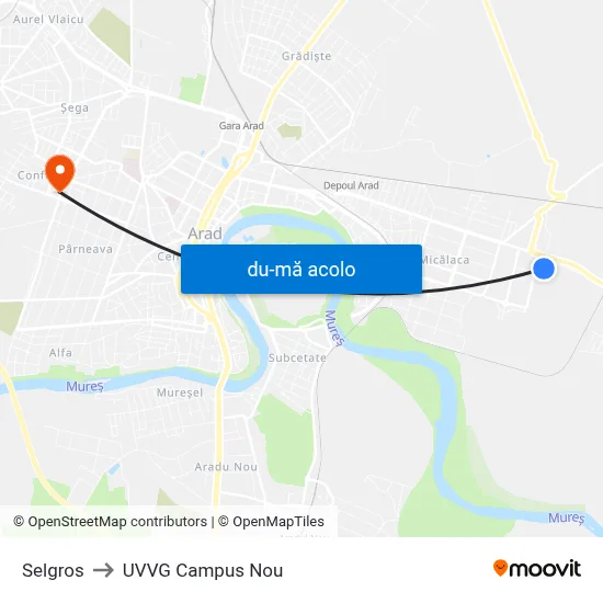 Harta de Selgros către UVVG Campus Nou