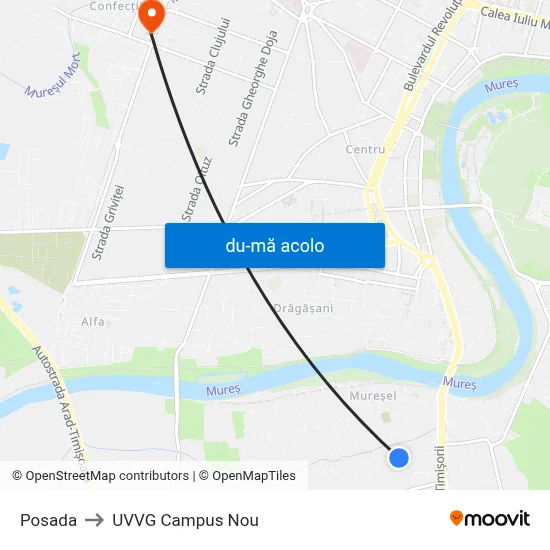 Harta de Posada către UVVG Campus Nou