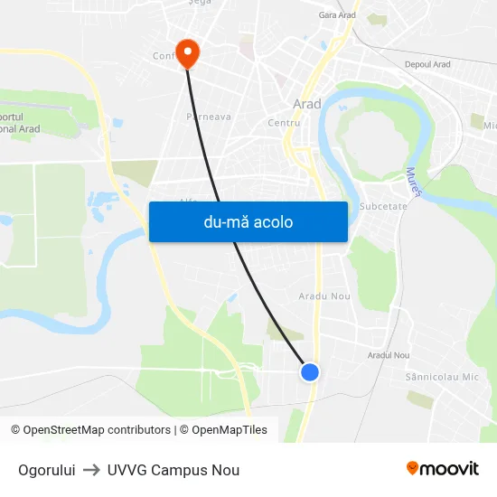 Harta de Ogorului către UVVG Campus Nou