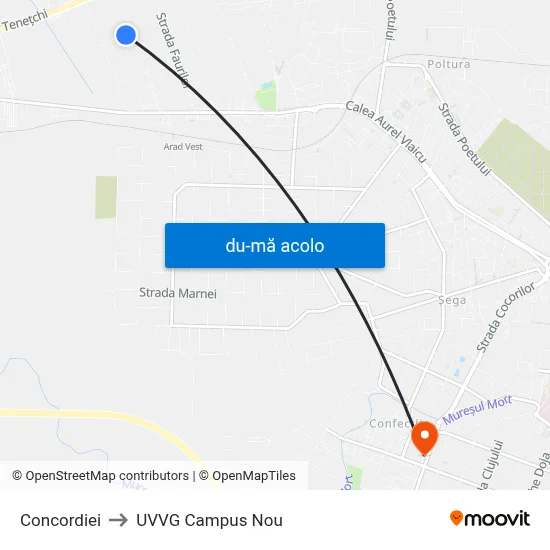 Harta de Concordiei către UVVG Campus Nou
