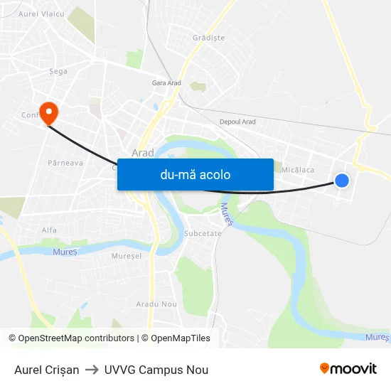 Harta de Aurel Crișan către UVVG Campus Nou