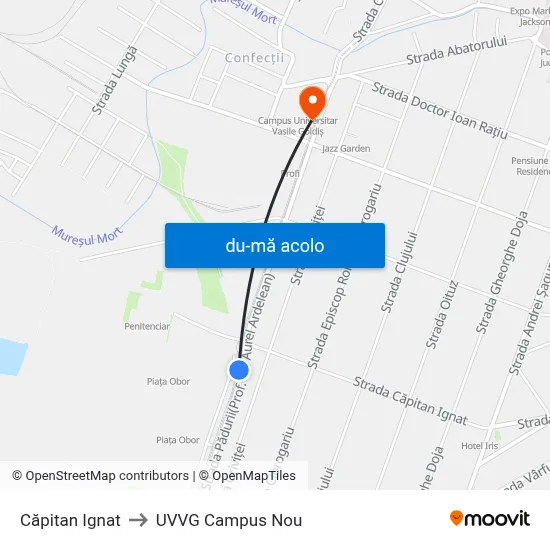 Harta de Căpitan Ignat către UVVG Campus Nou
