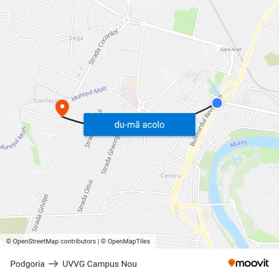 Harta de Podgoria către UVVG Campus Nou