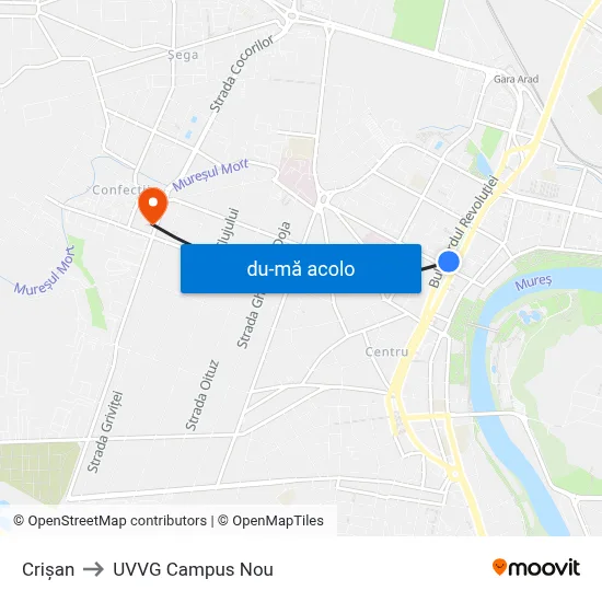 Harta de Crișan către UVVG Campus Nou