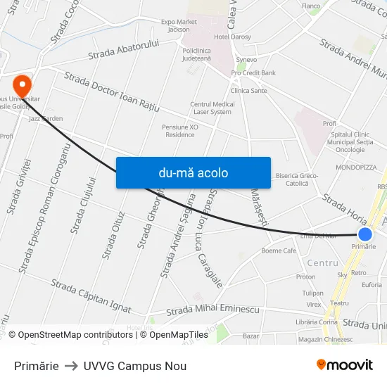 Harta de Primărie către UVVG Campus Nou