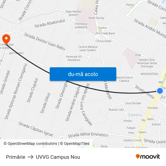 Harta de Primărie către UVVG Campus Nou