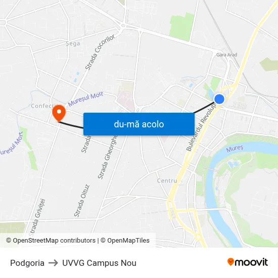 Harta de Podgoria către UVVG Campus Nou