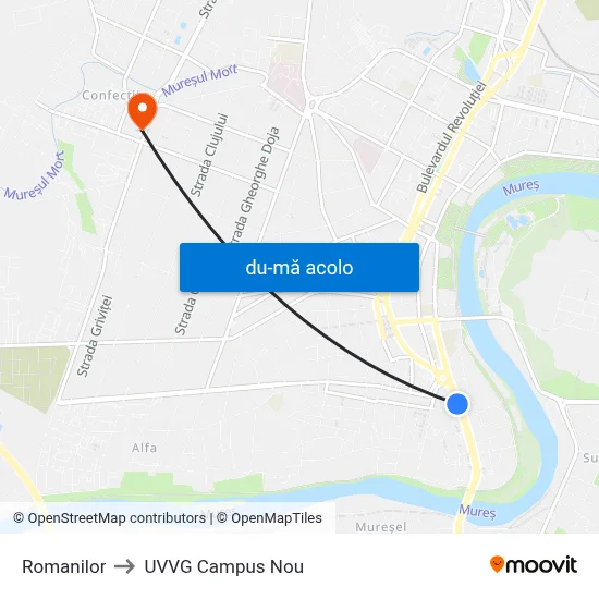 Harta de Romanilor către UVVG Campus Nou