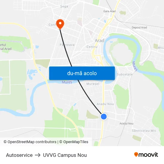 Harta de Autoservice către UVVG Campus Nou