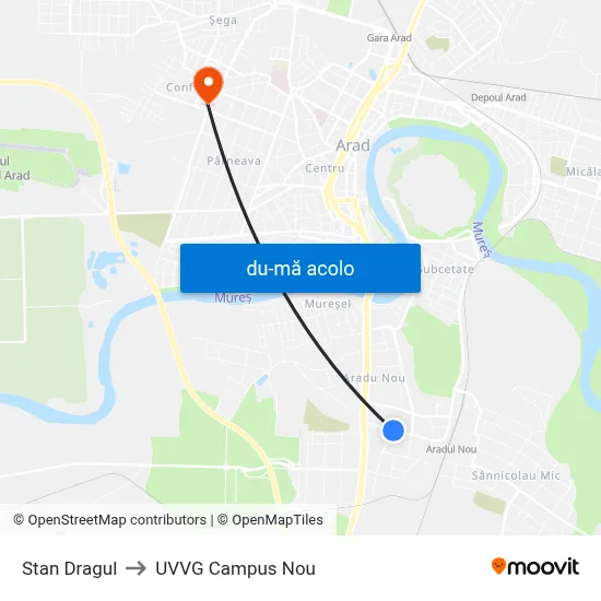 Harta de Stan Dragul către UVVG Campus Nou