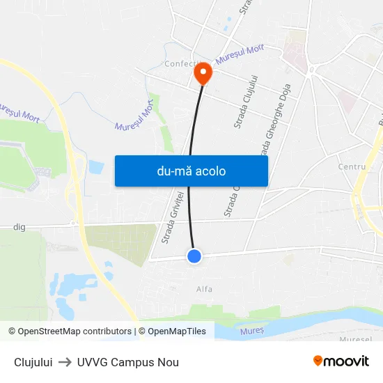 Harta de Clujului către UVVG Campus Nou