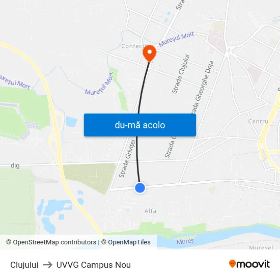 Harta de Clujului către UVVG Campus Nou