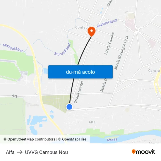 Harta de Alfa către UVVG Campus Nou