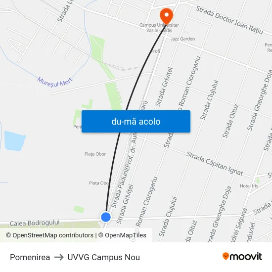 Harta de Pomenirea către UVVG Campus Nou