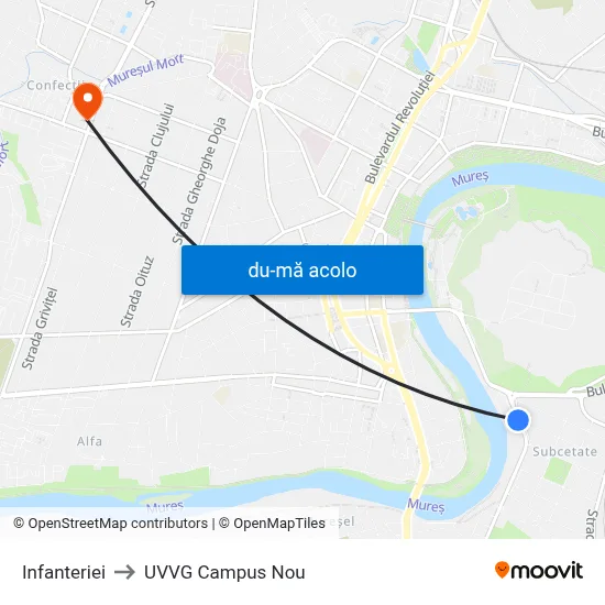 Harta de Infanteriei către UVVG Campus Nou