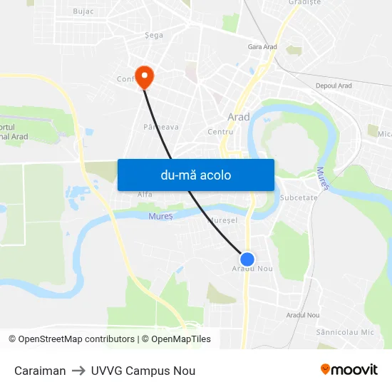 Harta de Caraiman către UVVG Campus Nou