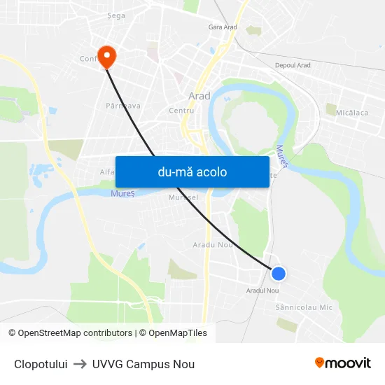 Harta de Clopotului către UVVG Campus Nou