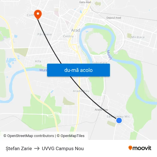 Harta de Ștefan Zarie către UVVG Campus Nou