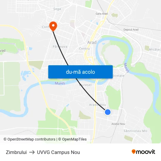 Harta de Zimbrului către UVVG Campus Nou