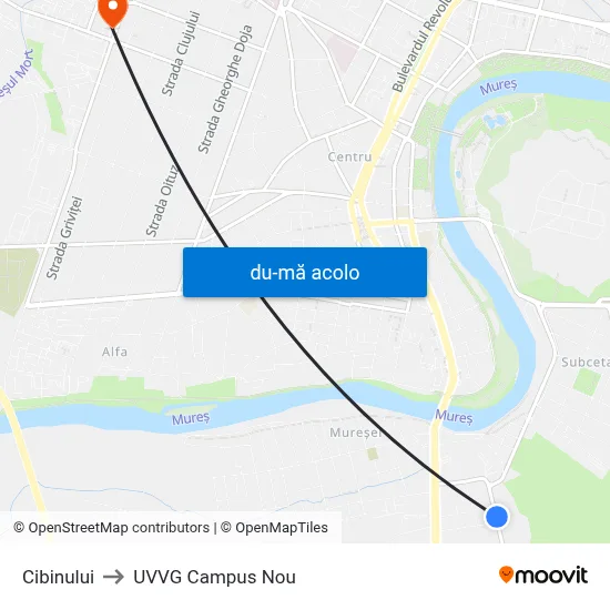 Harta de Cibinului către UVVG Campus Nou