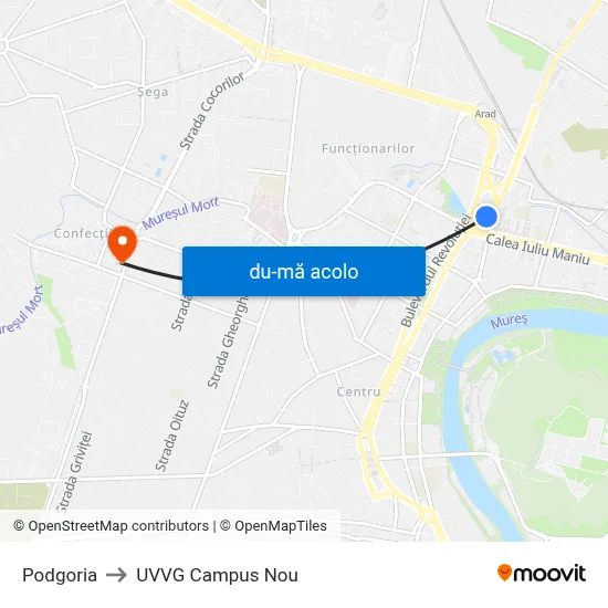 Harta de Podgoria către UVVG Campus Nou