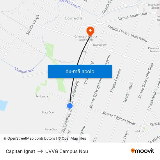Harta de Căpitan Ignat către UVVG Campus Nou
