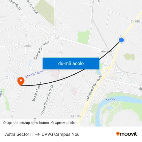 Harta de Astra Sector II către UVVG Campus Nou