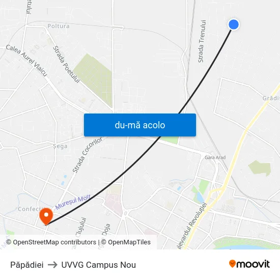 Harta de Păpădiei către UVVG Campus Nou