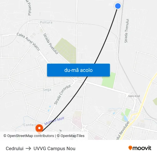 Harta de Cedrului către UVVG Campus Nou