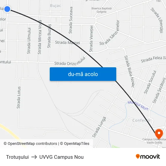 Harta de Trotușului către UVVG Campus Nou