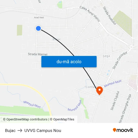 Harta de Bujac către UVVG Campus Nou