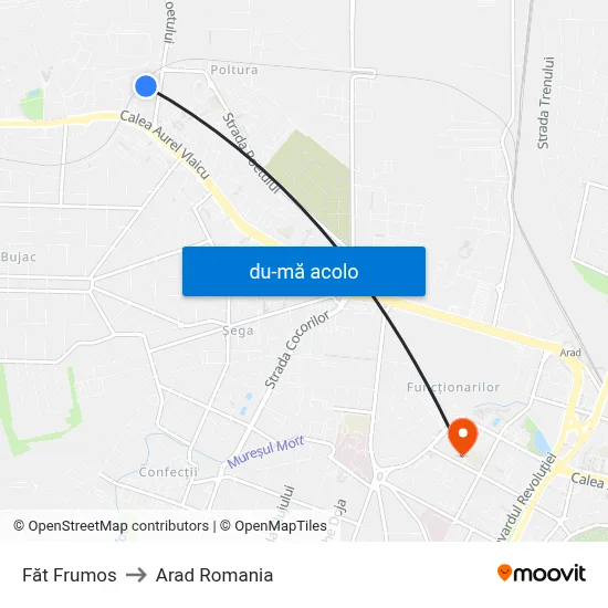 Harta de Făt Frumos către Arad Romania