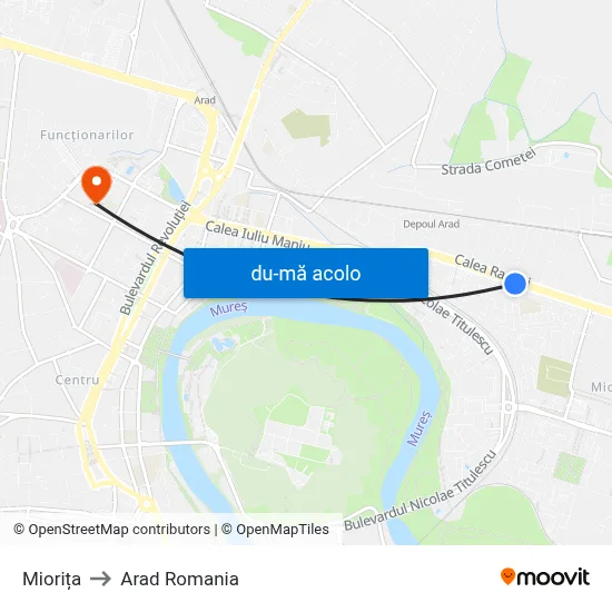 Harta de Miorița către Arad Romania