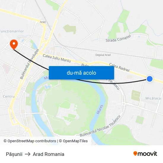 Harta de Pășunii către Arad Romania