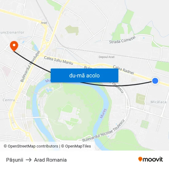 Harta de Pășunii către Arad Romania