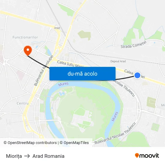 Harta de Miorița către Arad Romania