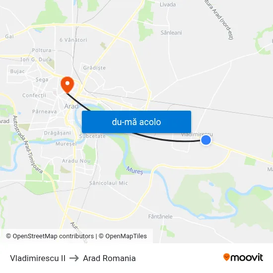 Harta de Vladimirescu II către Arad Romania