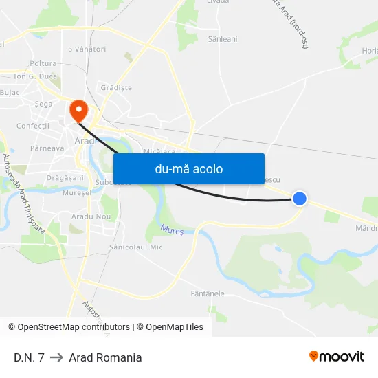 Harta de D.N. 7 către Arad Romania