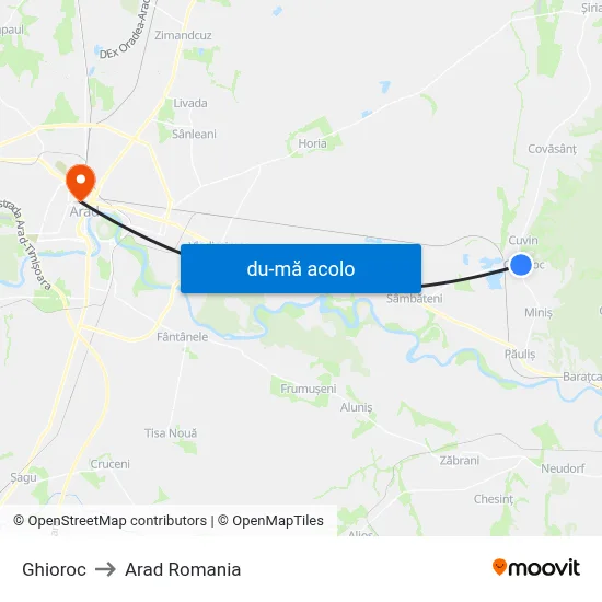 Harta de Ghioroc către Arad Romania