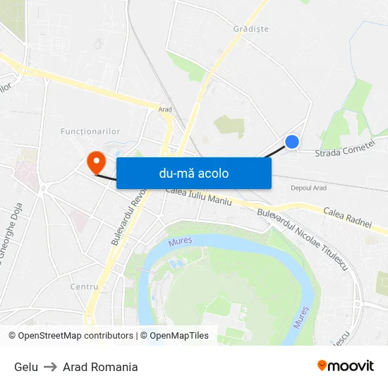 Harta de Gelu către Arad Romania