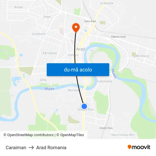 Harta de Caraiman către Arad Romania
