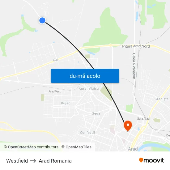 Harta de Westfield către Arad Romania